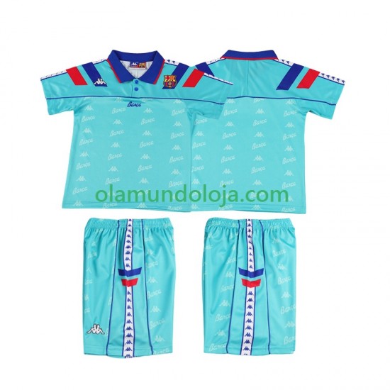 Camisola FC Barcelona 1992 1995 Retro Criança Equipamento Segundo Manga Curta